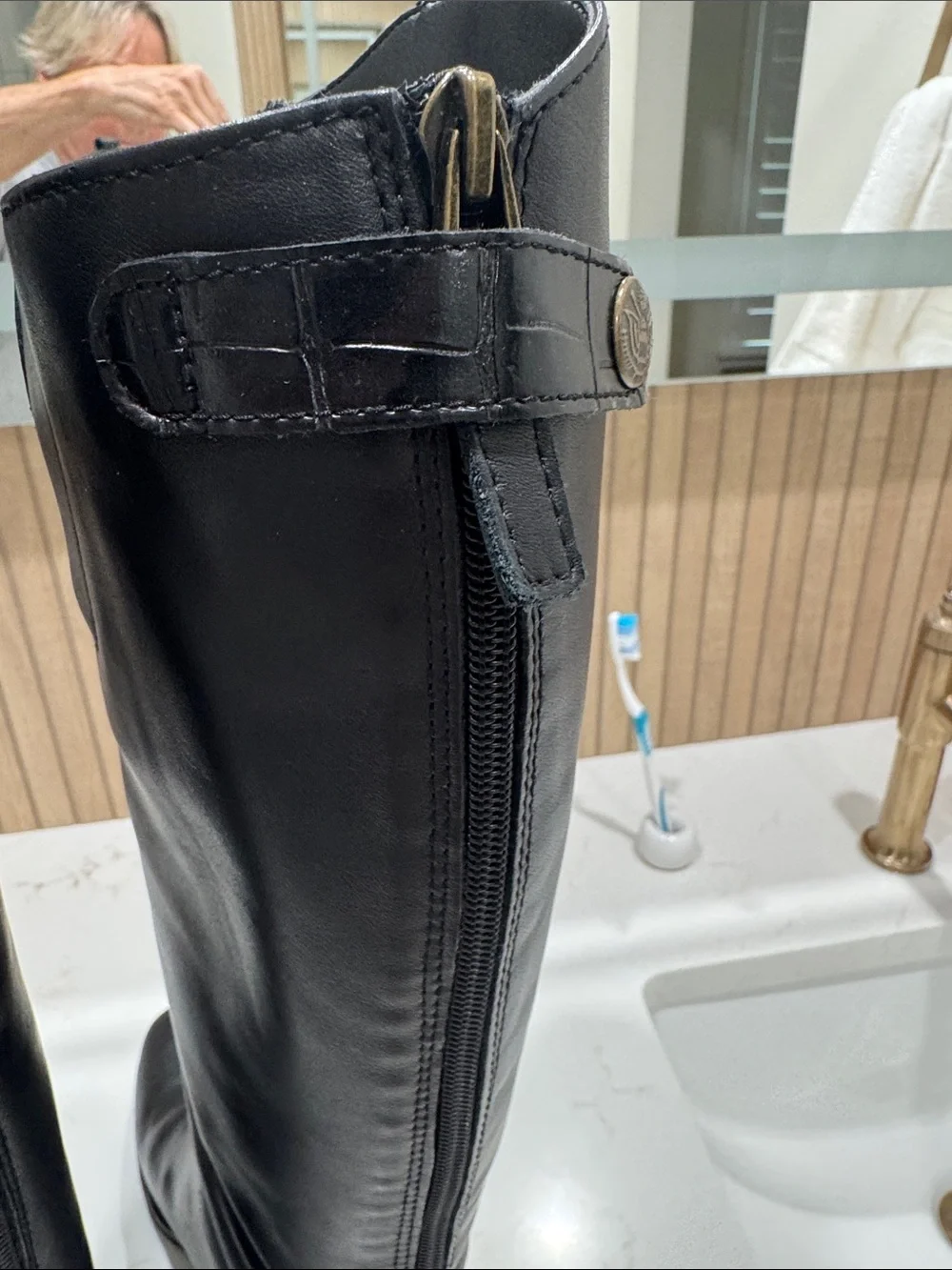 Sam Edelman Black Leather Over-the-Knee Riding Boots - Women